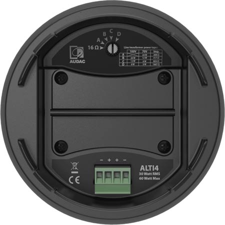Audac ALTI4/B Pendant projector speaker 24W 100V and 16Ohm, Black