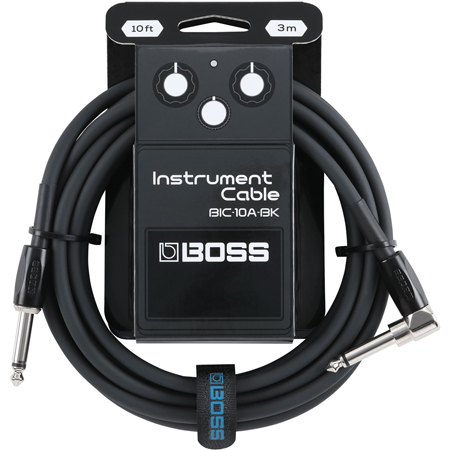 Boss BIC-10A-BK BLACK 3M Instrument Cable, straight to angle, 1/4