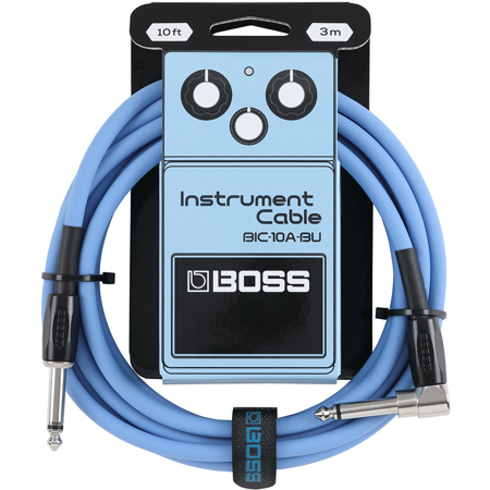 Boss BIC-10A-BU BLUE 3M Instrument Cable, straight to angle, 1/4