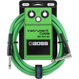 Boss BIC-10A-GN GREEN 3M Instrument Cable, straight to angle, 1/4