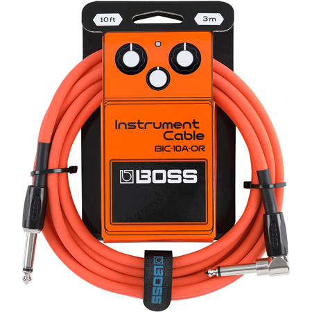 Boss BIC-10A-OR ORANGE 3M Instrument Cable, straight to angle, 1/4