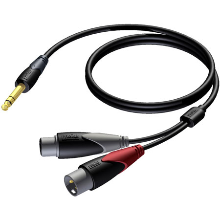 ProCab CLA709/3 6.3 mm Jack male stereo to XLR male & XLR female - 3m