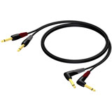 ProCab CLA603/3 6.3 mm Jack male to 2 x 6.3 mm Jack male Angled - 3m