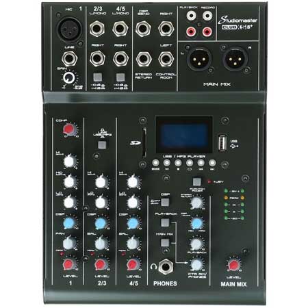 Studiomaster CLUBXS5+ 6-channel, 2 x mic + 2 stereo line input mixer with USB/SD