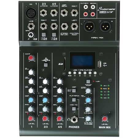 Studiomaster CLUBXS5+ 6-channel, 2 x mic + 2 stereo line input mixer with USB/SD