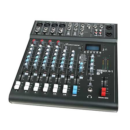 Studiomaster CLUBXS8+ 8-channel 4 x mic + 2 stereo line input mixer with USB/SD