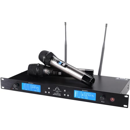 Wharfedale WF-300 Dual handheld wireless midrophone set with EQ, long range (600-690 MHz)