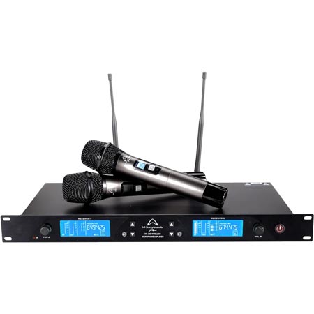 Wharfedale WF-300 Dual handheld wireless midrophone set with EQ, long range (600-690 MHz)