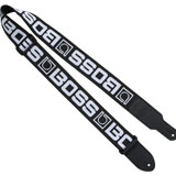 Boss BSM-20-BW Instrument Strap with the BOSS Monogram Logo, Black with White BOSS Logo